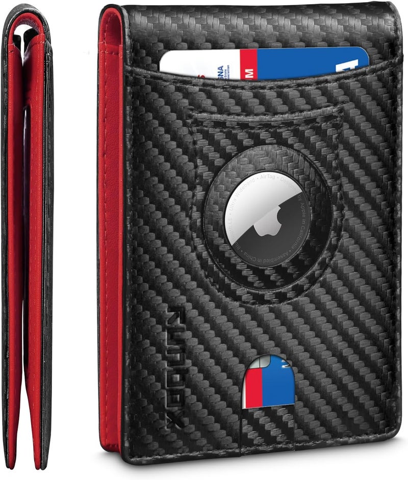 RUNBOX AirTag-Wallet-Mens-Slim-RFID Blocking Wallets Leather with Bill Compartment Air Tag Bifold Card Holder Wallet Gifts for Men Dad - Image 1